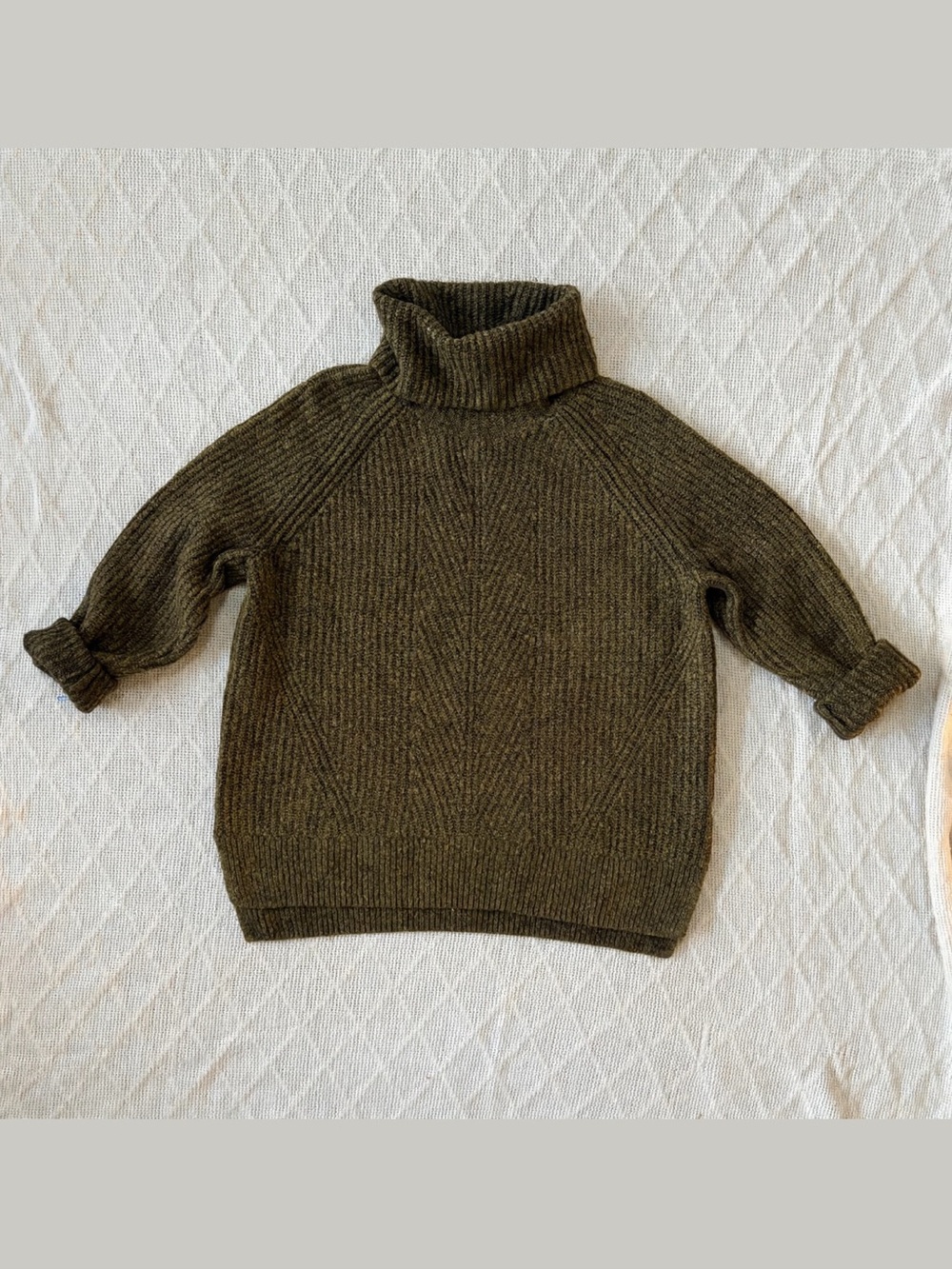 Madewell Olive Green Wool Blend Ribbed Turtleneck Sweater M